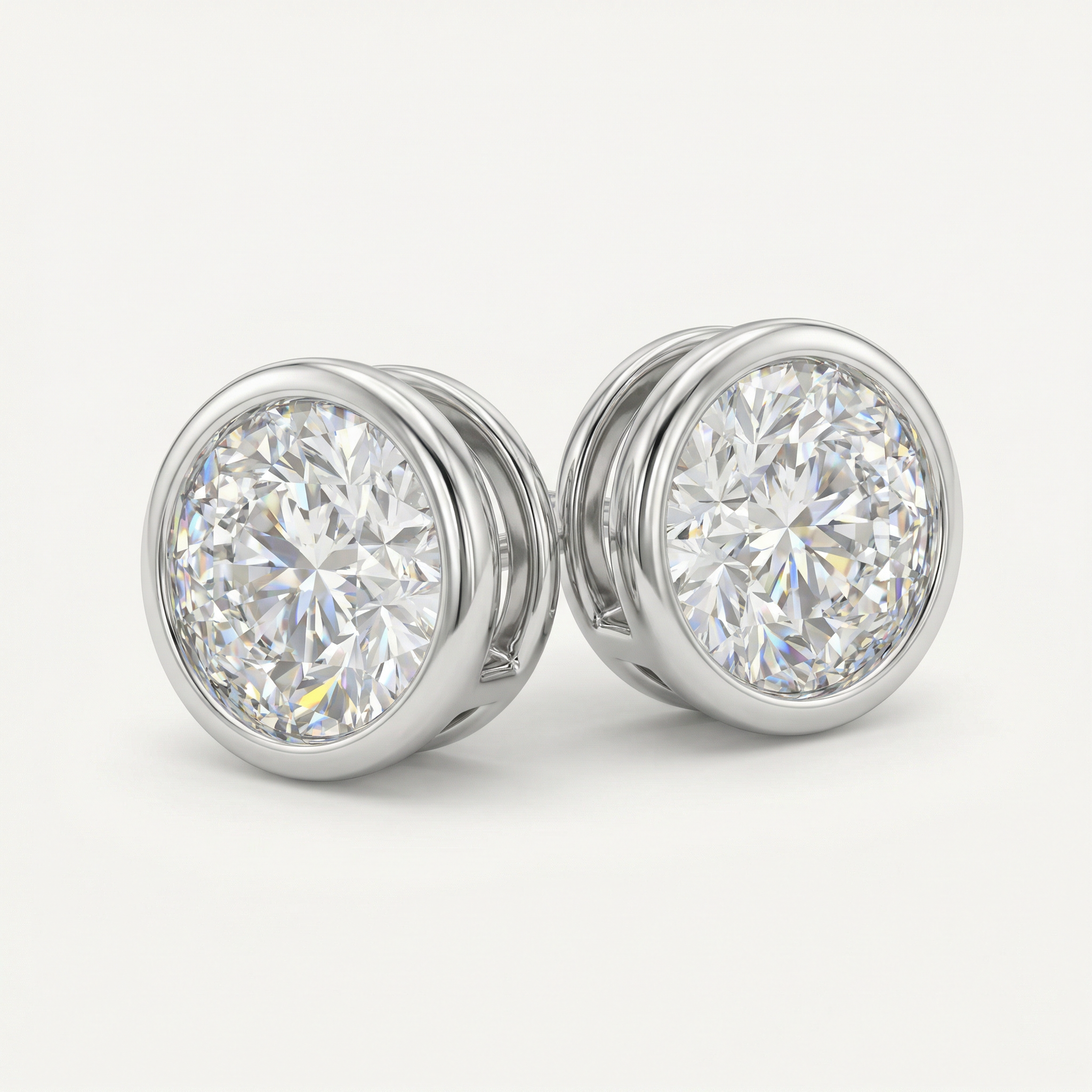 1CT SEMI-BEZEL STUD EARRINGS