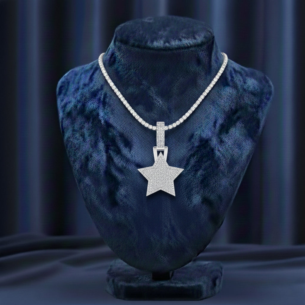 قلادة ريم من المويسانتي - ذهب أبيض - لون D - VVS1