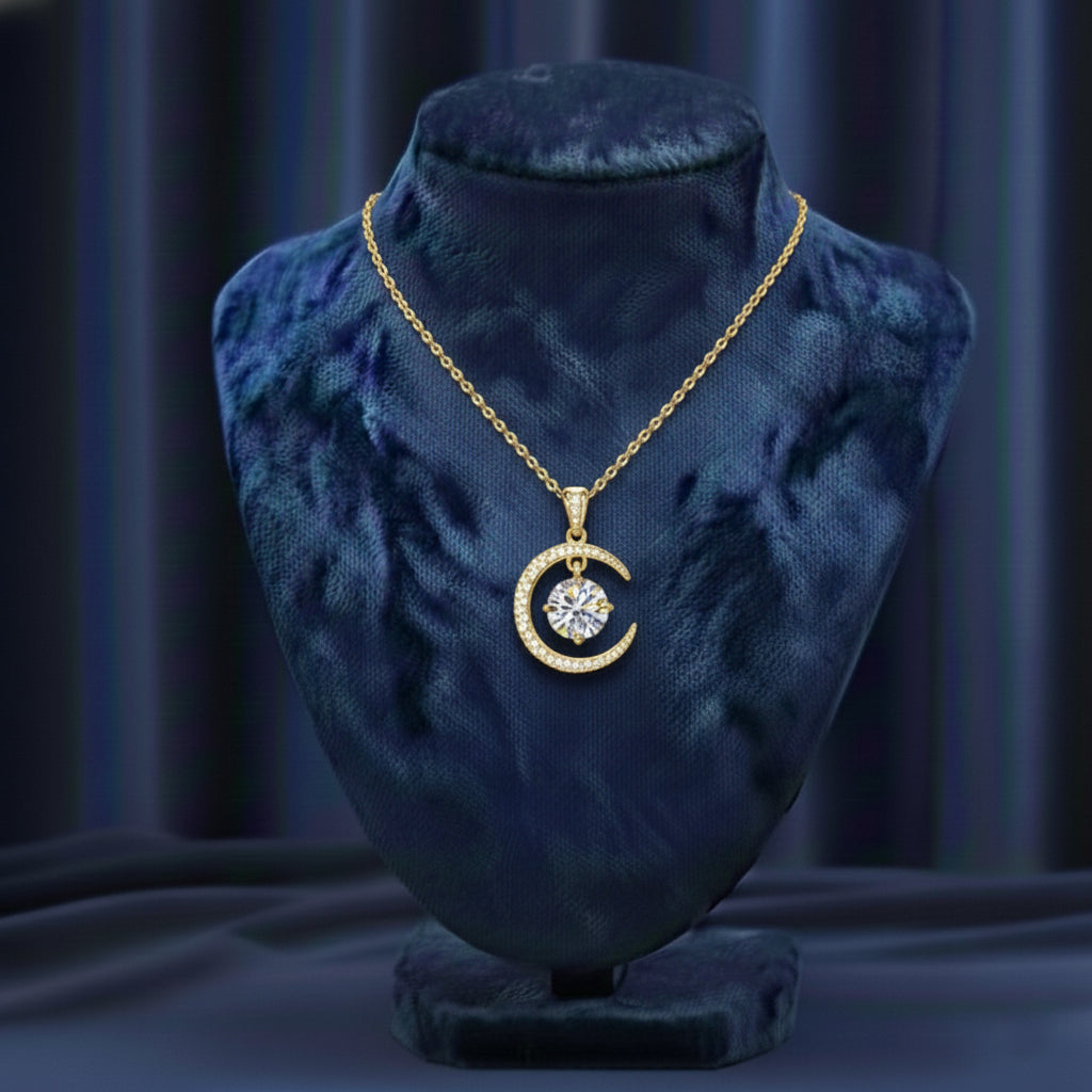 قلادة قمر الموزانيت – ذهب أبيض – لون D – VVS1