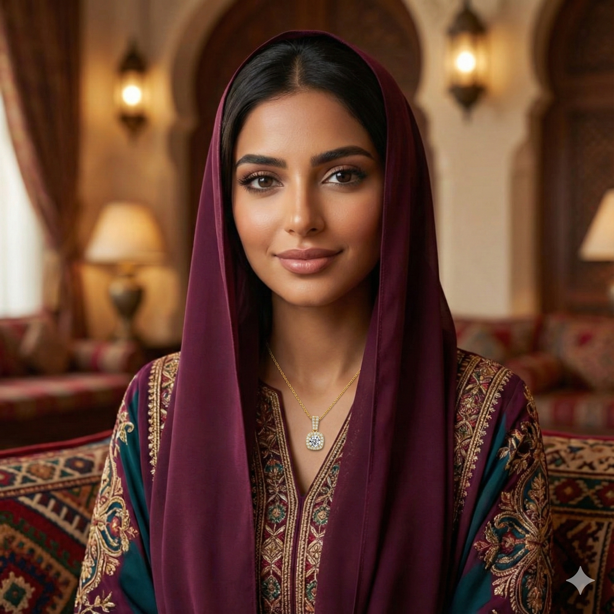 قلادة زهرة مويسانيتي – ذهبي – اللون D – VVS1