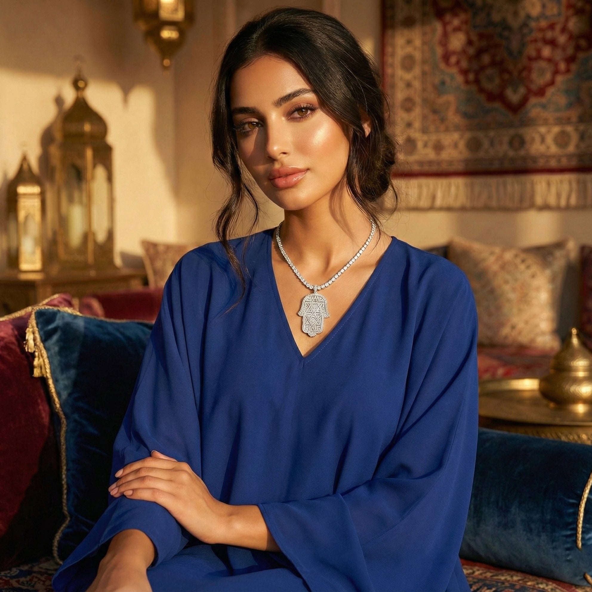 قلادة همسة مويسانيتي – ذهب أبيض – اللون D – VVS1