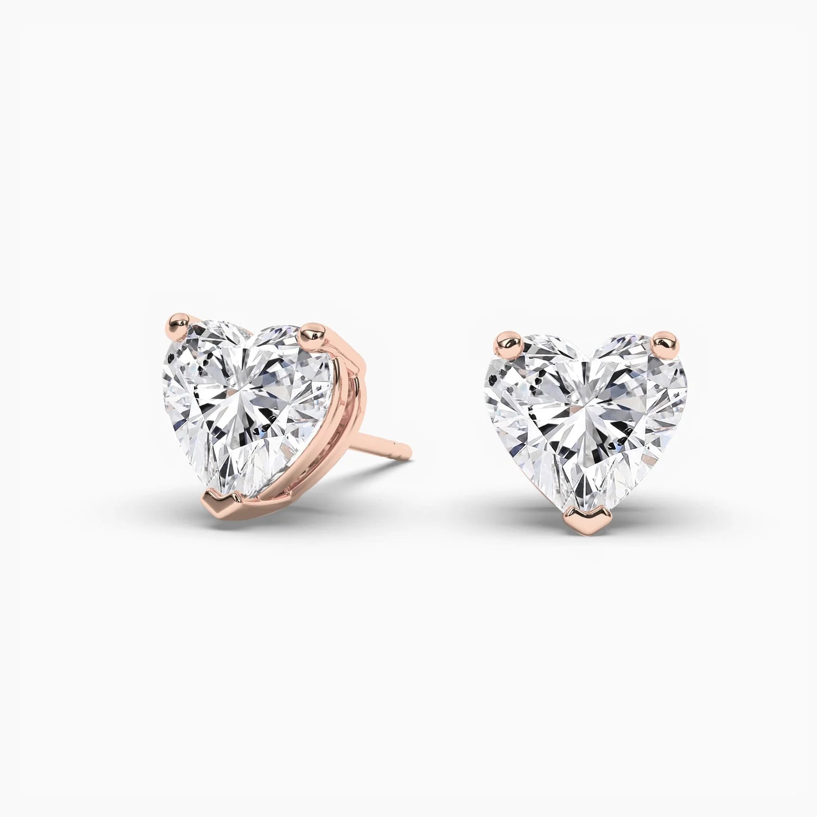 2CT SOLITAIRE STUD HEART EARRINGS
