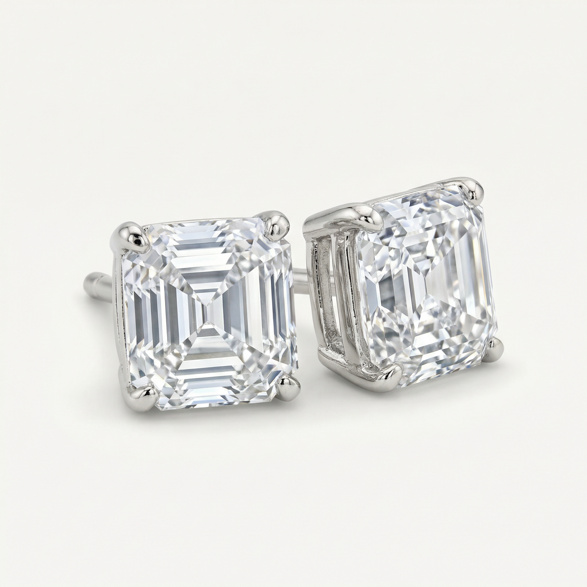 3.5CT ASSCHER CUT STUD EARRING