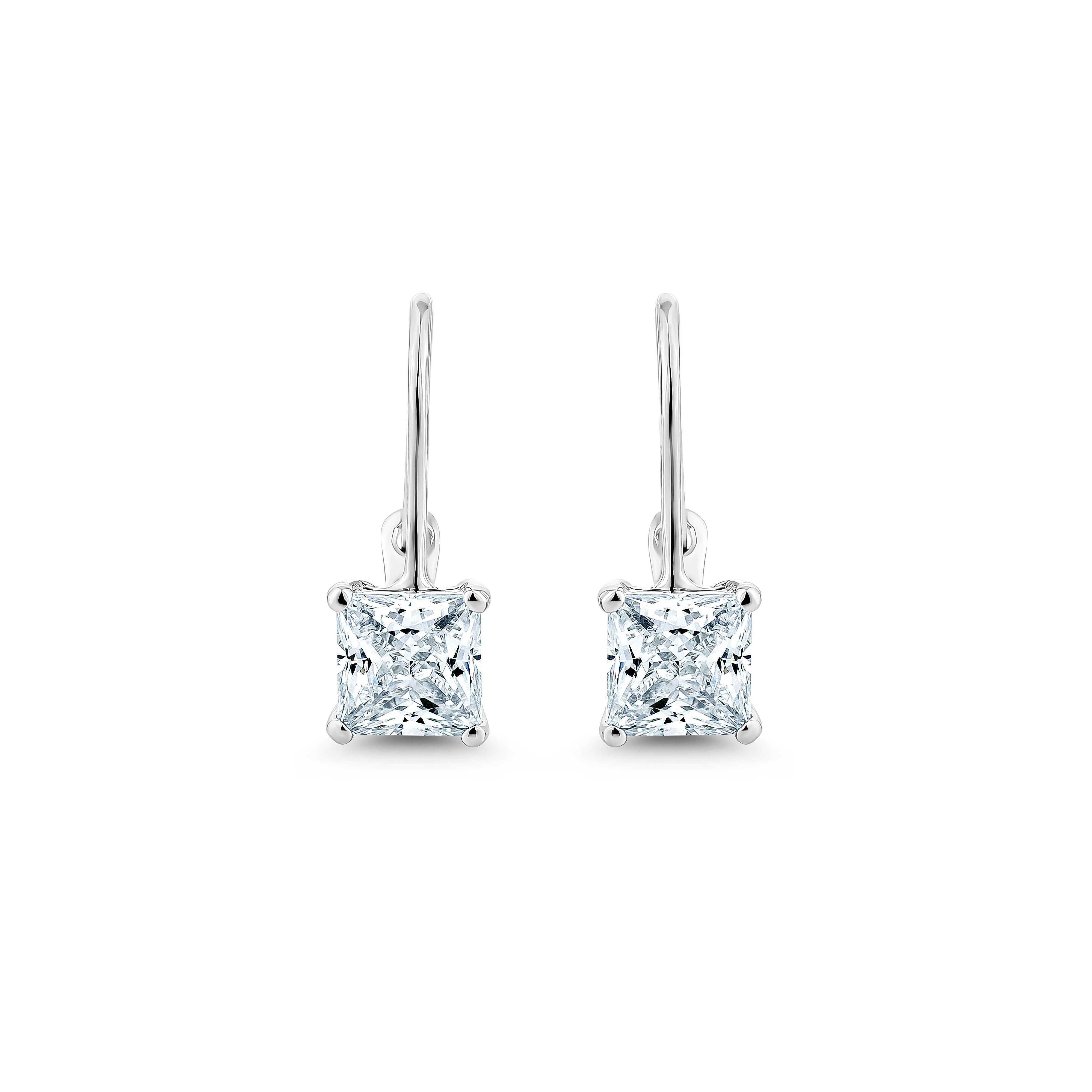 2CT PRINCESS CUT DROP EARINGS