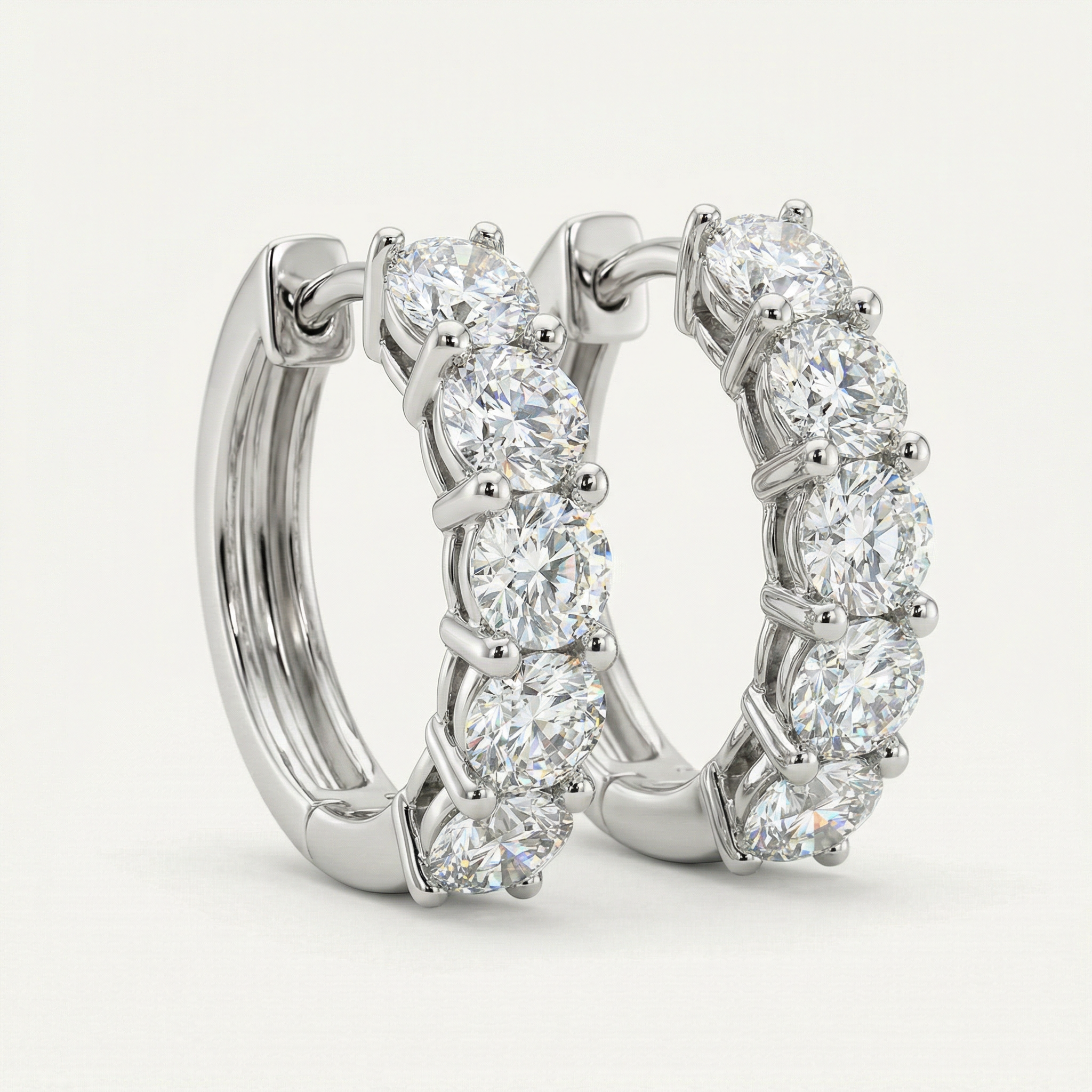 5 DIAMOND BRILLIANT HOOP EARRINGS