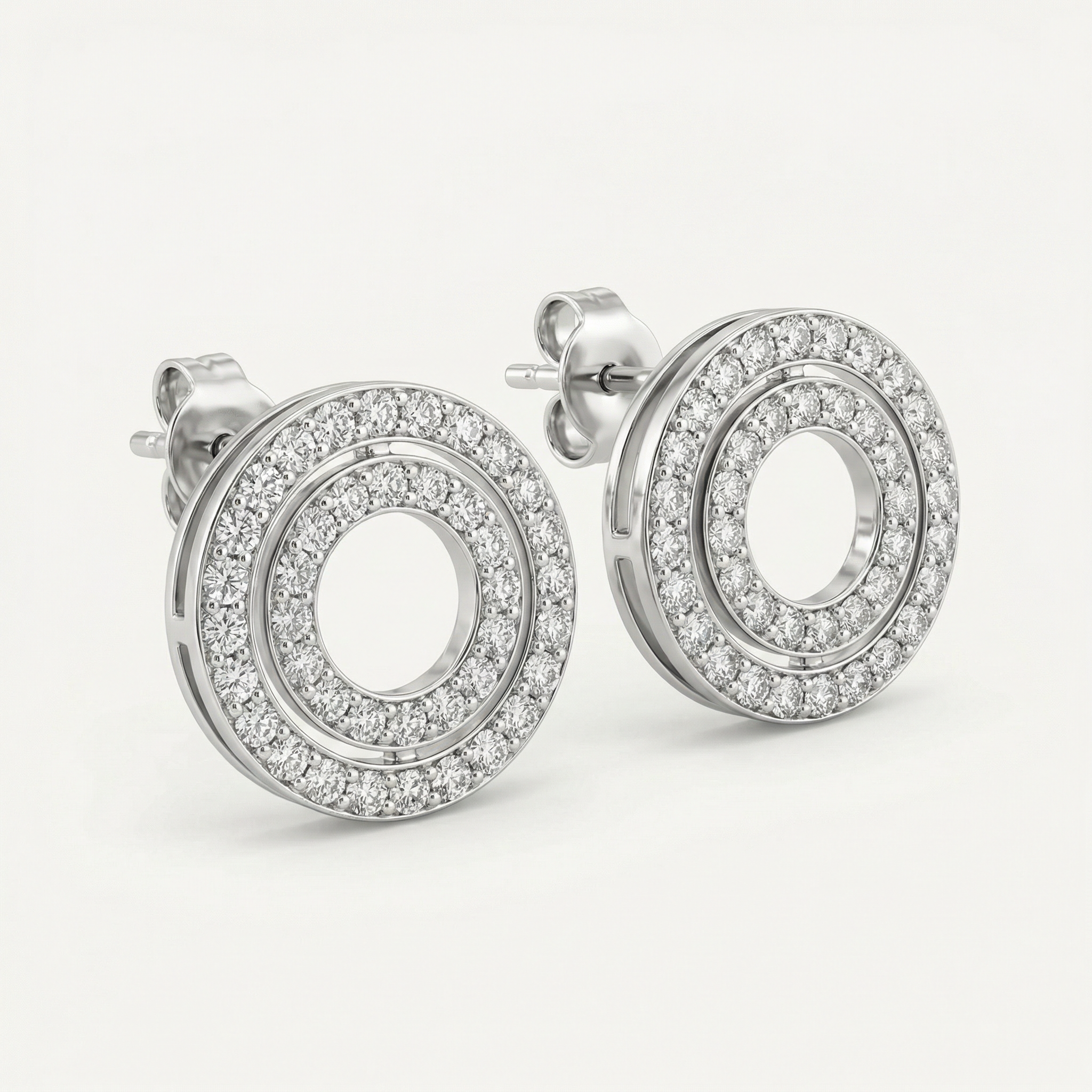 DOUBLE CIRCLE DIAMOND SIMULANT EARRINGS