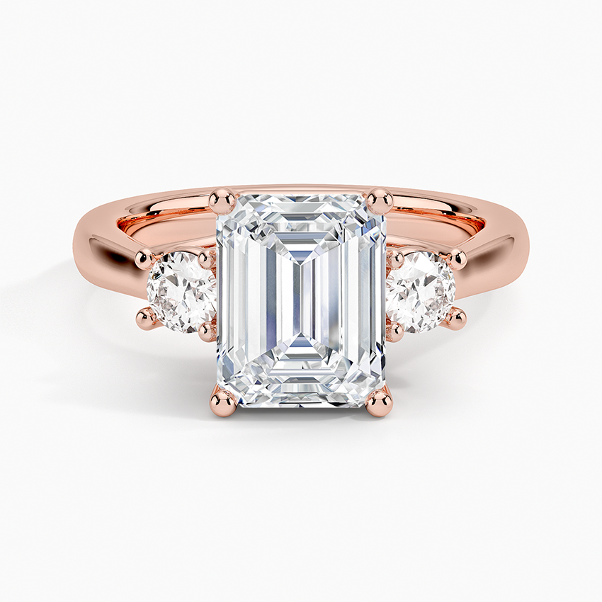 EMERALD & BRILLIANT CUT TRIO RING