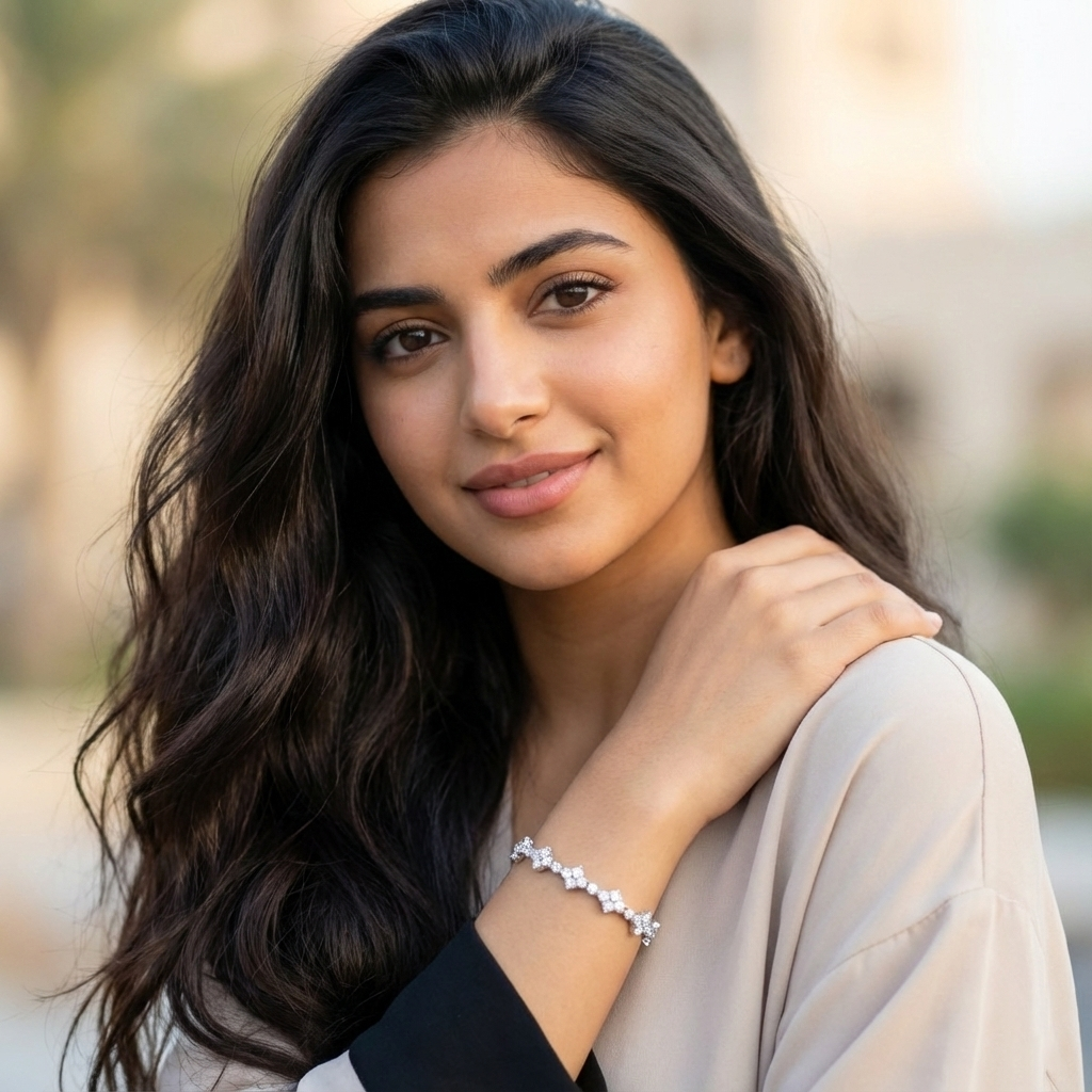 سوار رانيا من المويسانيت – ذهب أبيض – لون D – VVS1