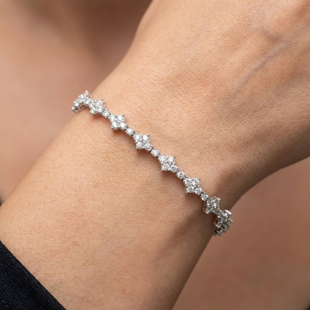 سوار رانيا من المويسانيت – ذهب أبيض – لون D – VVS1