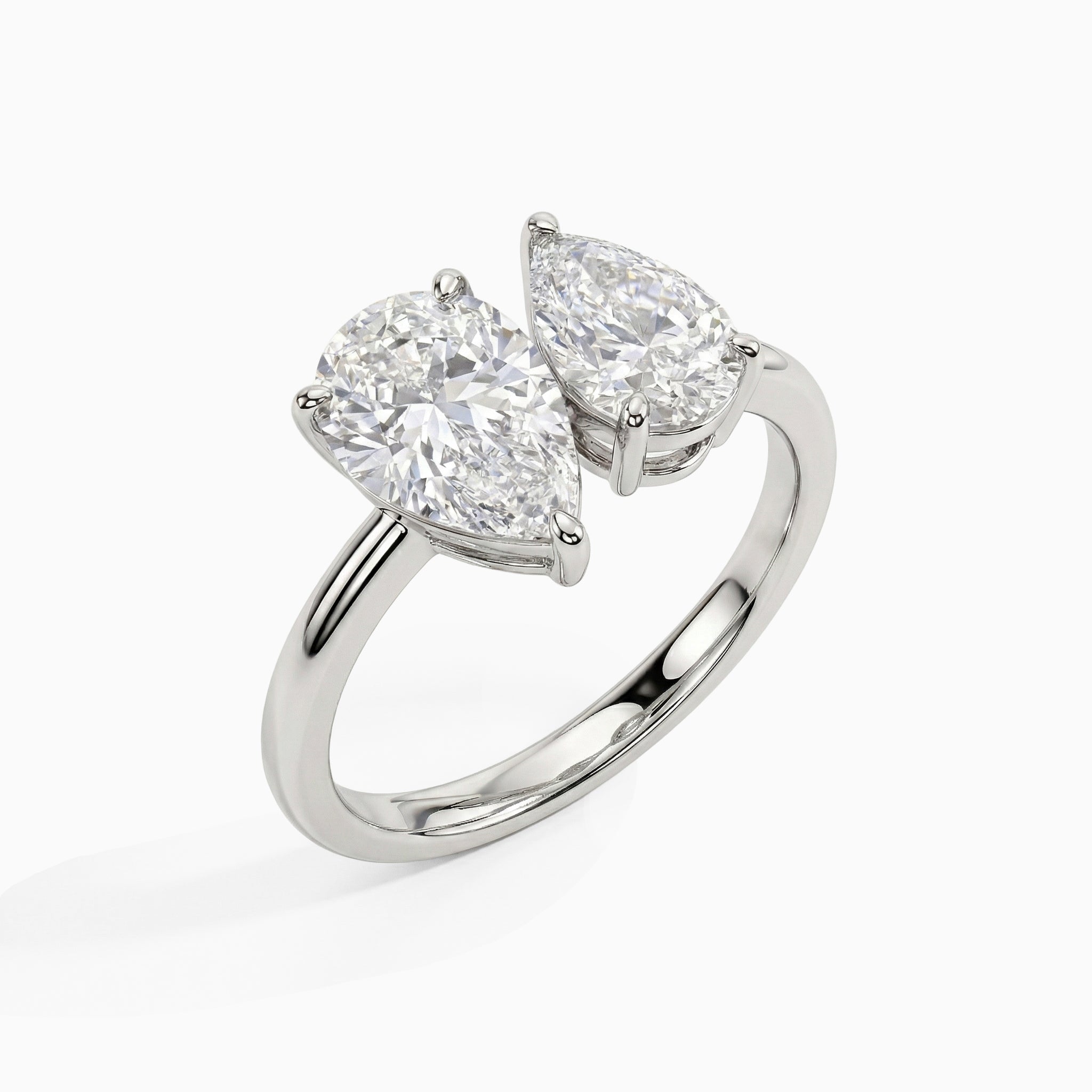 Double Pear Ring - White Gold