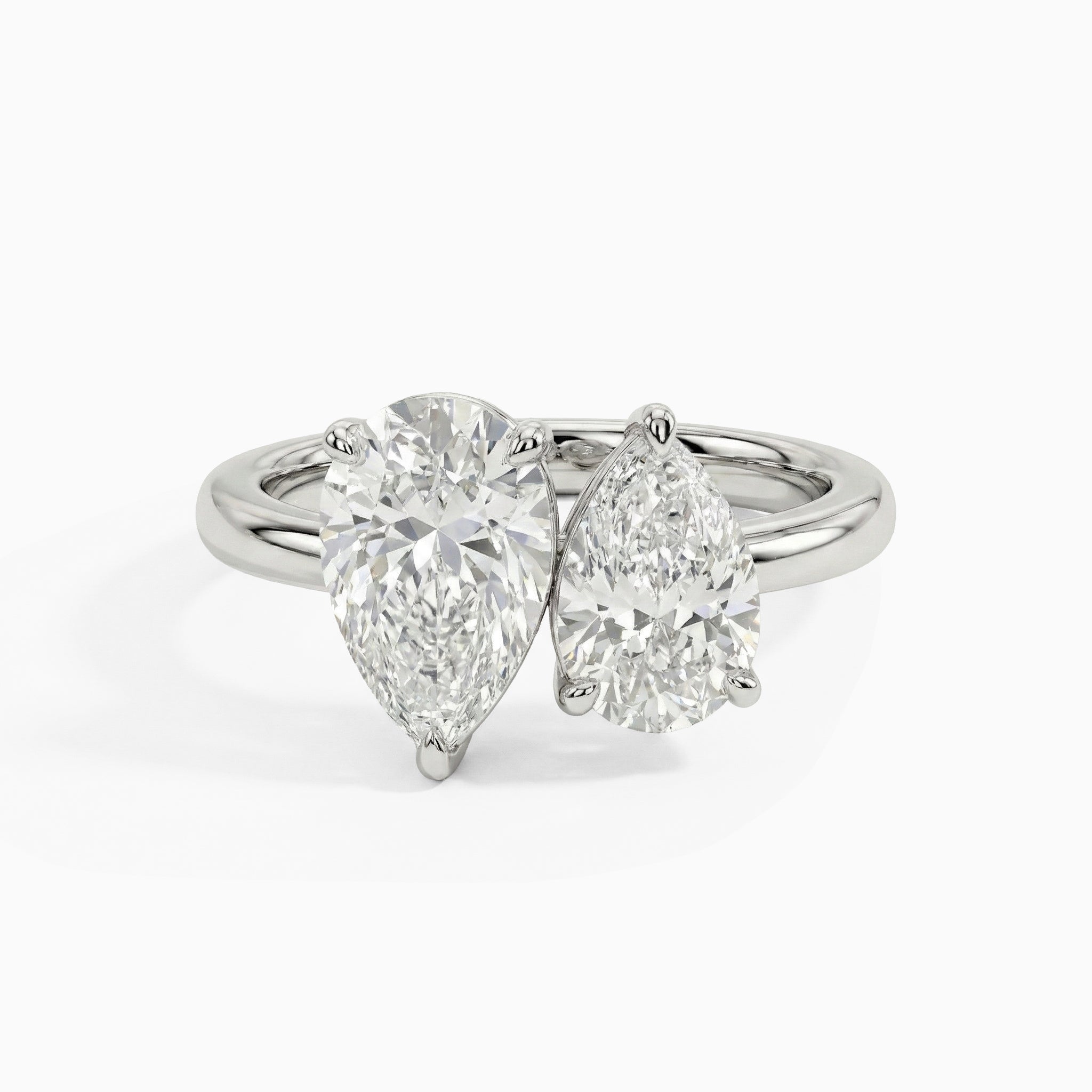 Double Pear Ring - White Gold