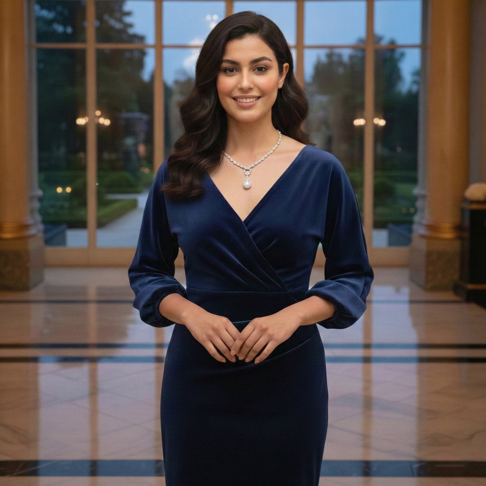 قلادة رايان من الموزانيت – ذهب أبيض – لون D – VVS1