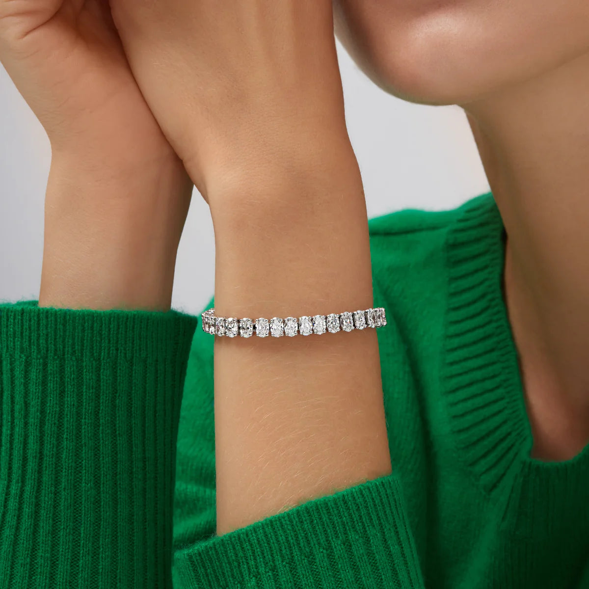 سوار تنس بقطع بيضاوي مقاس 6 مم - ذهب أبيض