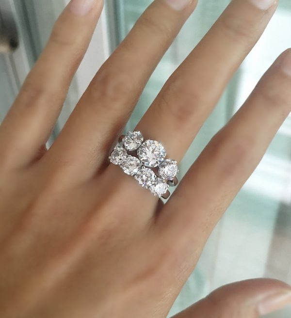 TRILOGY ENGAGEMENT RING & 4-STONE ROUND RING SET