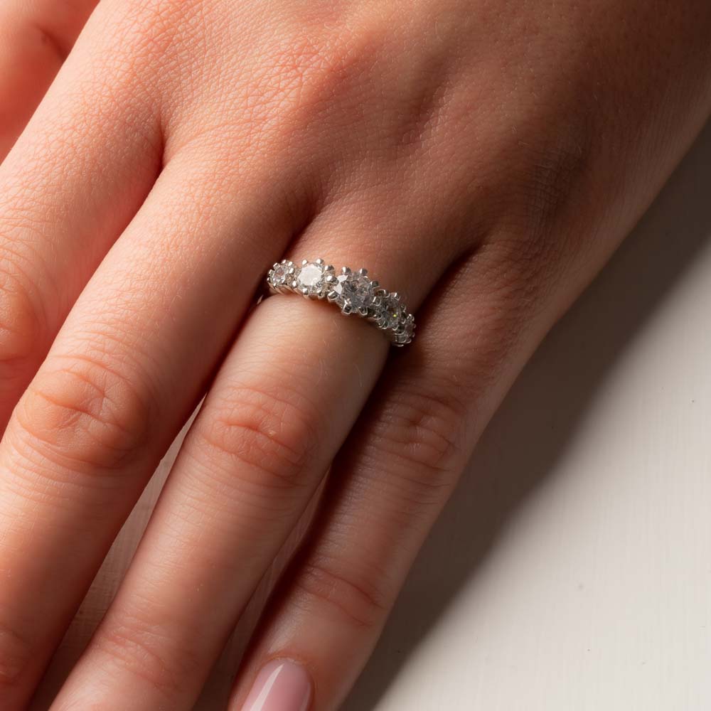 5 STONE BRILLIANT CUT HALF ETERNITY RING