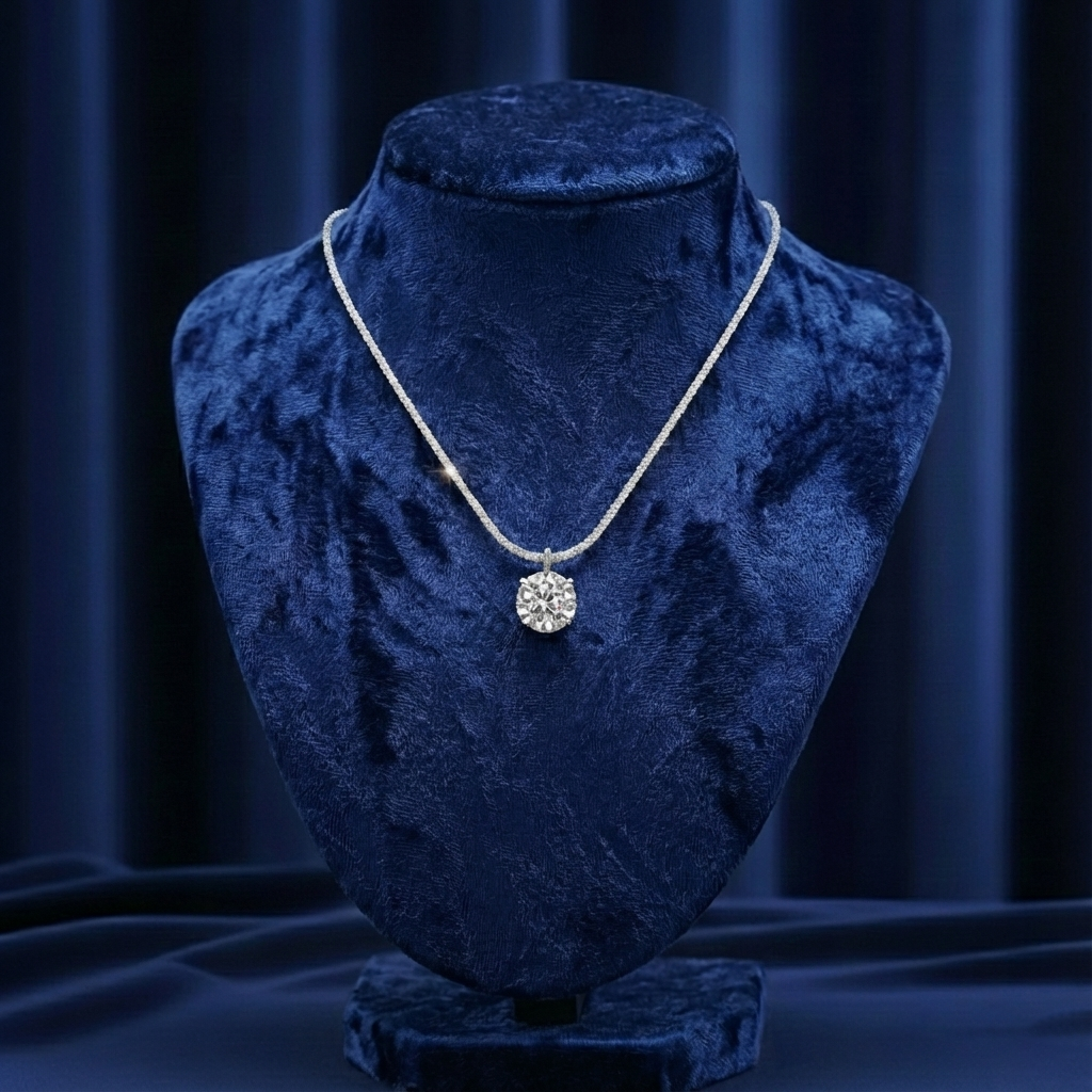 قلادة لينا الدائرية من الموزانيت – ذهب أبيض – لون D – VVS1