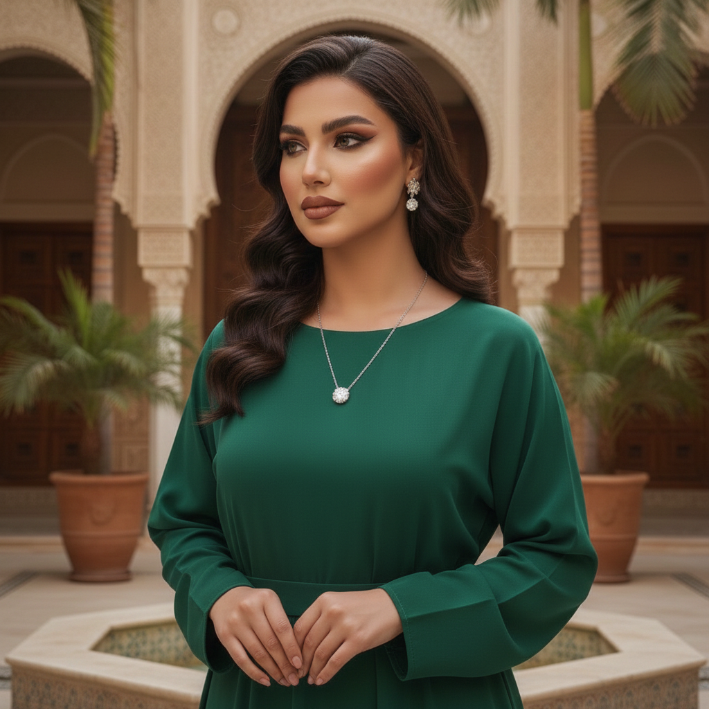 قلادة علياء من الموزانيت - ذهب أبيض - لون D - VVS1