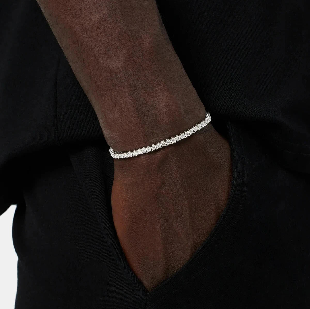 MENS 3MM TENNIS BRACELET - WHITE GOLD