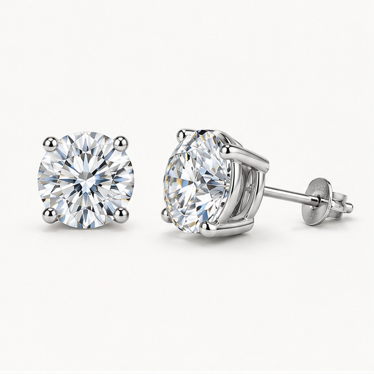 Sophia 0.5 to 2ct Round Moissanite Stud Earrings