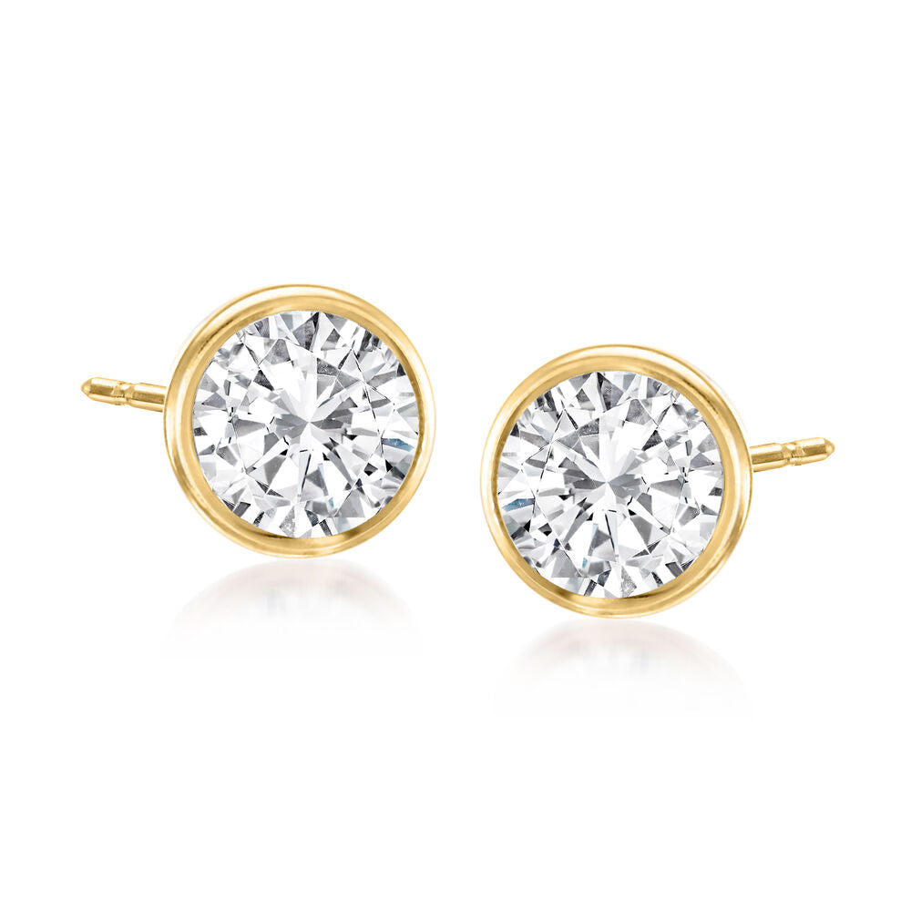 1CT BRILLIANT CUT BEZEL SET EARRINGS