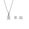 SOLITAIRE PRINCESS CUT PENDANT WITH MATCHING  PRINCESS STUD EARRING