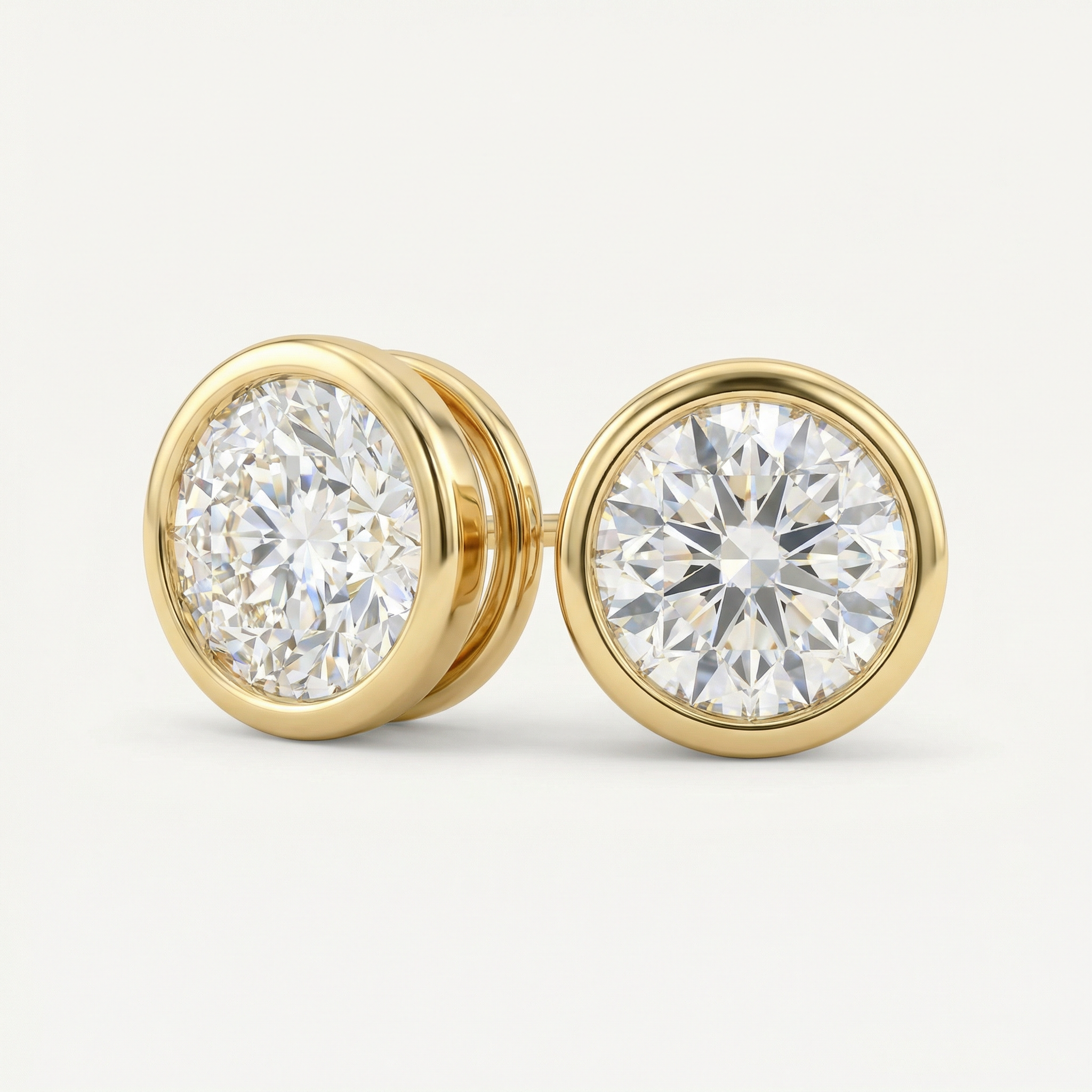1CT BRILLIANT CUT BEZEL EARRINGS - GOLD