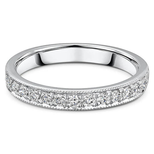 HALF ETERNITY ROUND BRILLIANT PAVE SET WITH MILIGRAIN RING