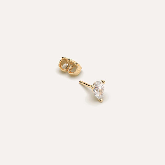 1CT PEAR STUD EARRINGS - GOLD