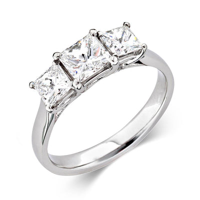 3 STONE PRINCESS CUT RING