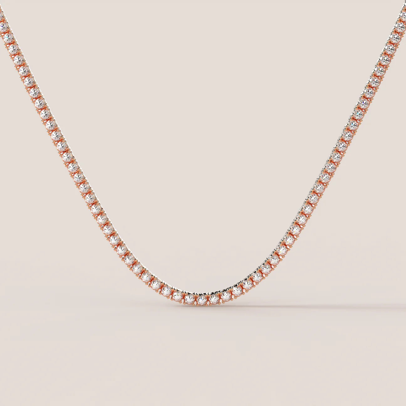 5MM MOISANNITE TENNIS NECKLACE - ROSE GOLD - D COLOR - VVS1