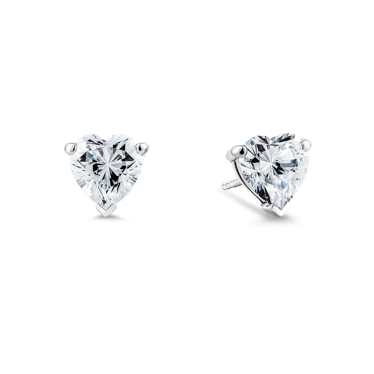 SOLITAIRE STUD HEART EARRINGS