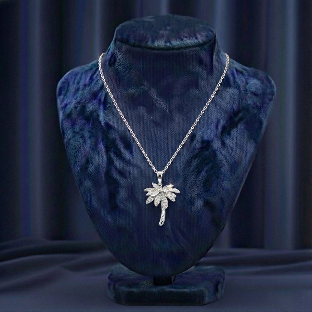 قلادة الموزانيت من شجرة النخيل - ذهب أبيض - لون D - VVS1