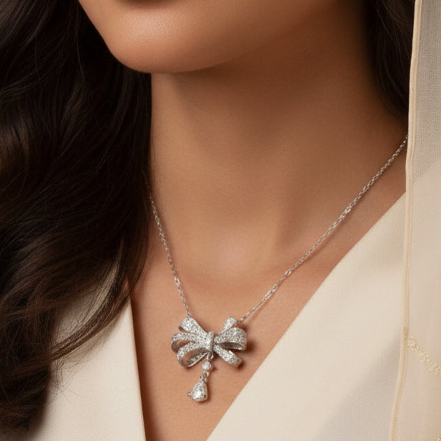 قلادة ريما مويسانيت – ذهب أبيض – لون D – VVS1