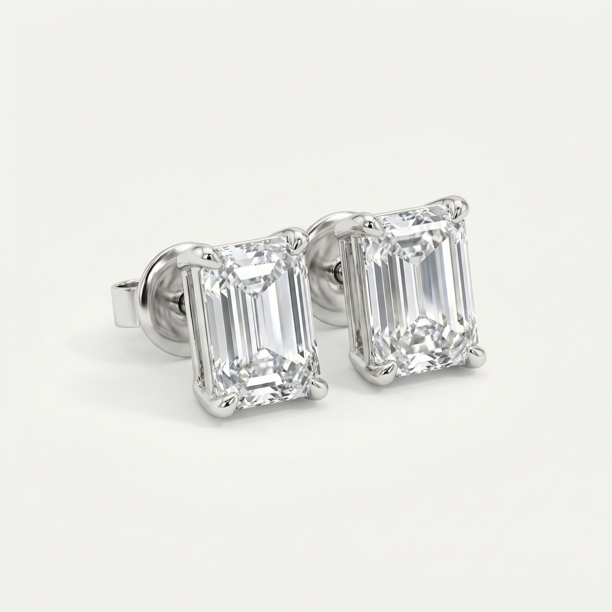 2CT EMERALD CUT STUDS