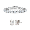 OVAL CUT TENNIS BRACELET WITH MATCHING OVAL SOLITAIRE EARRINGS