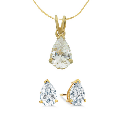 PEAR-SHAPE SOLITAIRE NECKLACE & MATCHING EARINGS