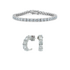 CLASSIC BRILLIANT TENNIS BRACELET & MATCHING SEMI HOOP 5-STONE EARRINGS