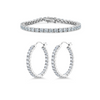 ROUND TENNIS BRACELET & MATCHING  LARGE DOUBLE SIDED HOOPS