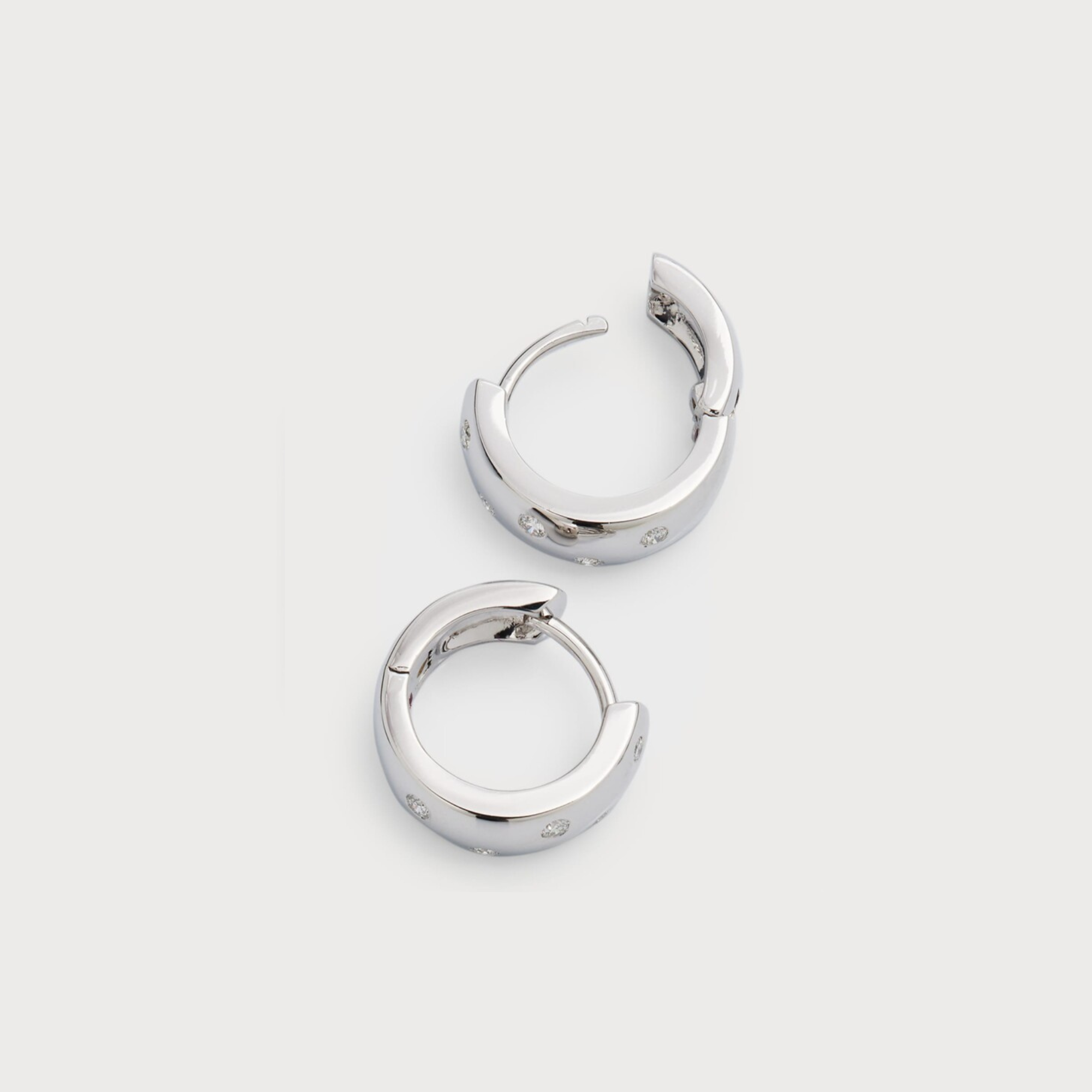 BRILLIANT HUGGIE EMBEDDED HOOP EARRINGS