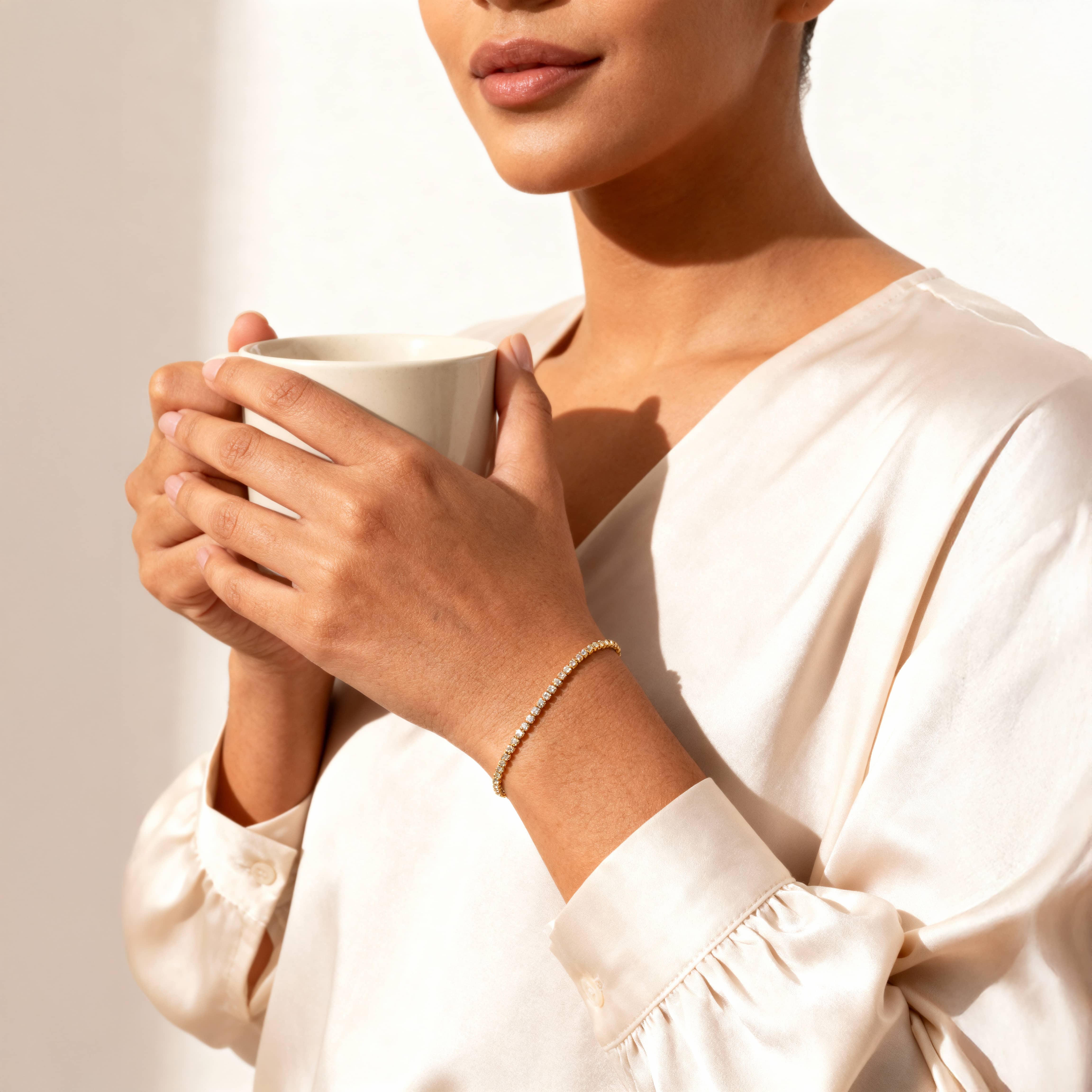 سوار تنس صغير 2 مم - ذهب أبيض