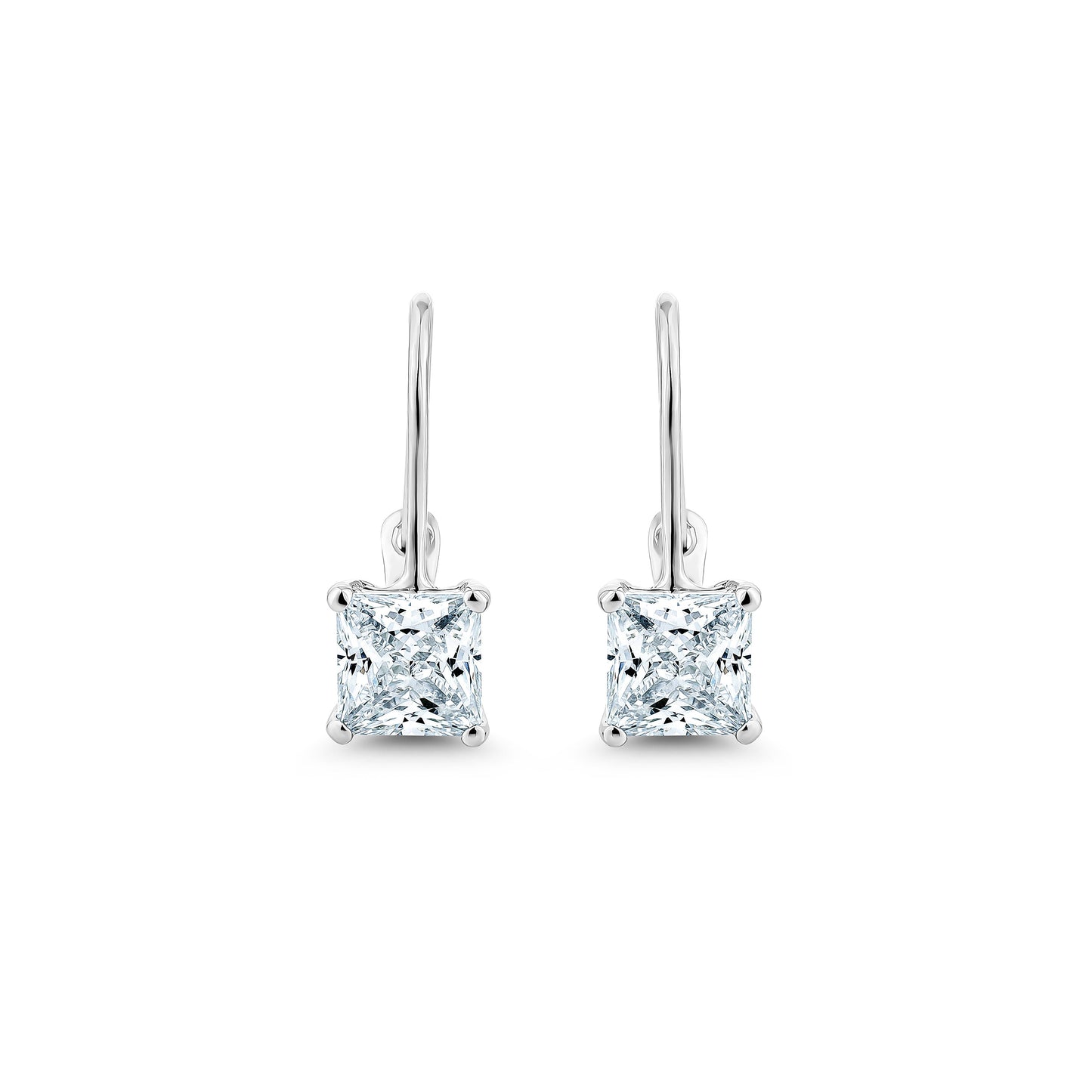 2CT PRINCESS CUT DROP EARINGS