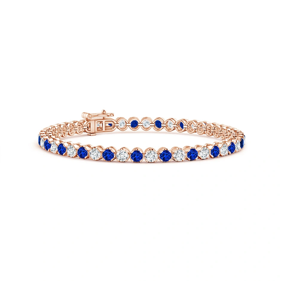 BLUE SAPPHIRE & DIAMOND BRILLIANT TENNIS BRACELET