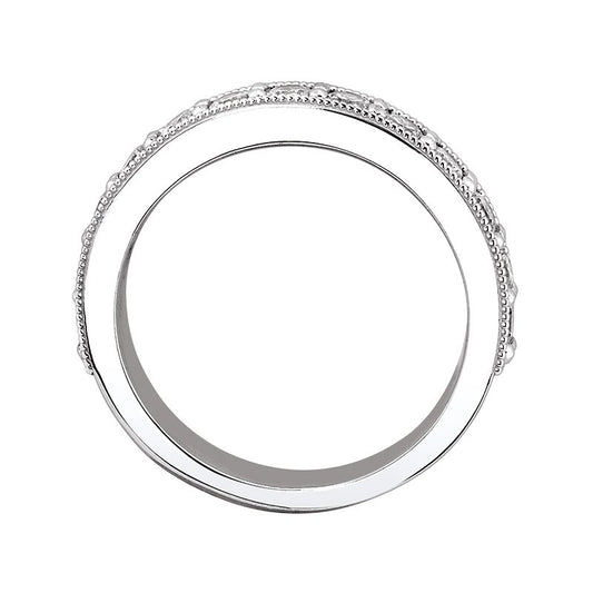 HALF ETERNITY ROUND BRILLIANT PAVE SET WITH MILIGRAIN RING