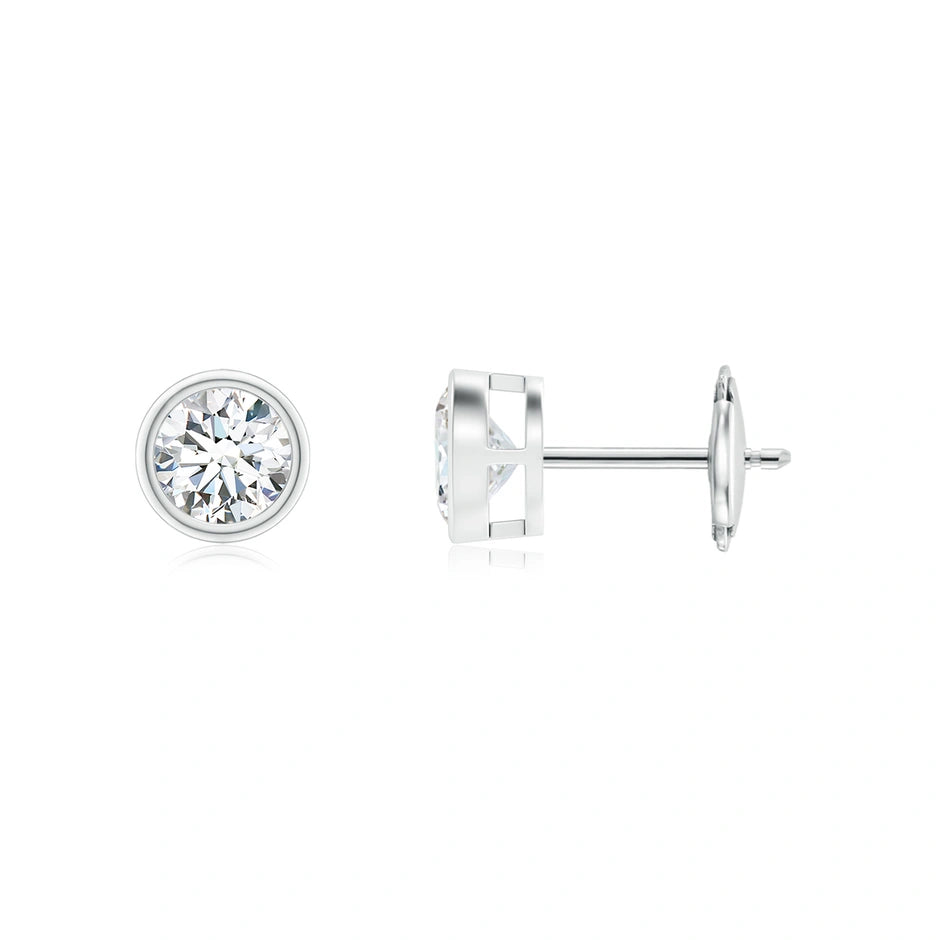 0.5CT BEZEL-SET SOLITAIRE STUD EARRING