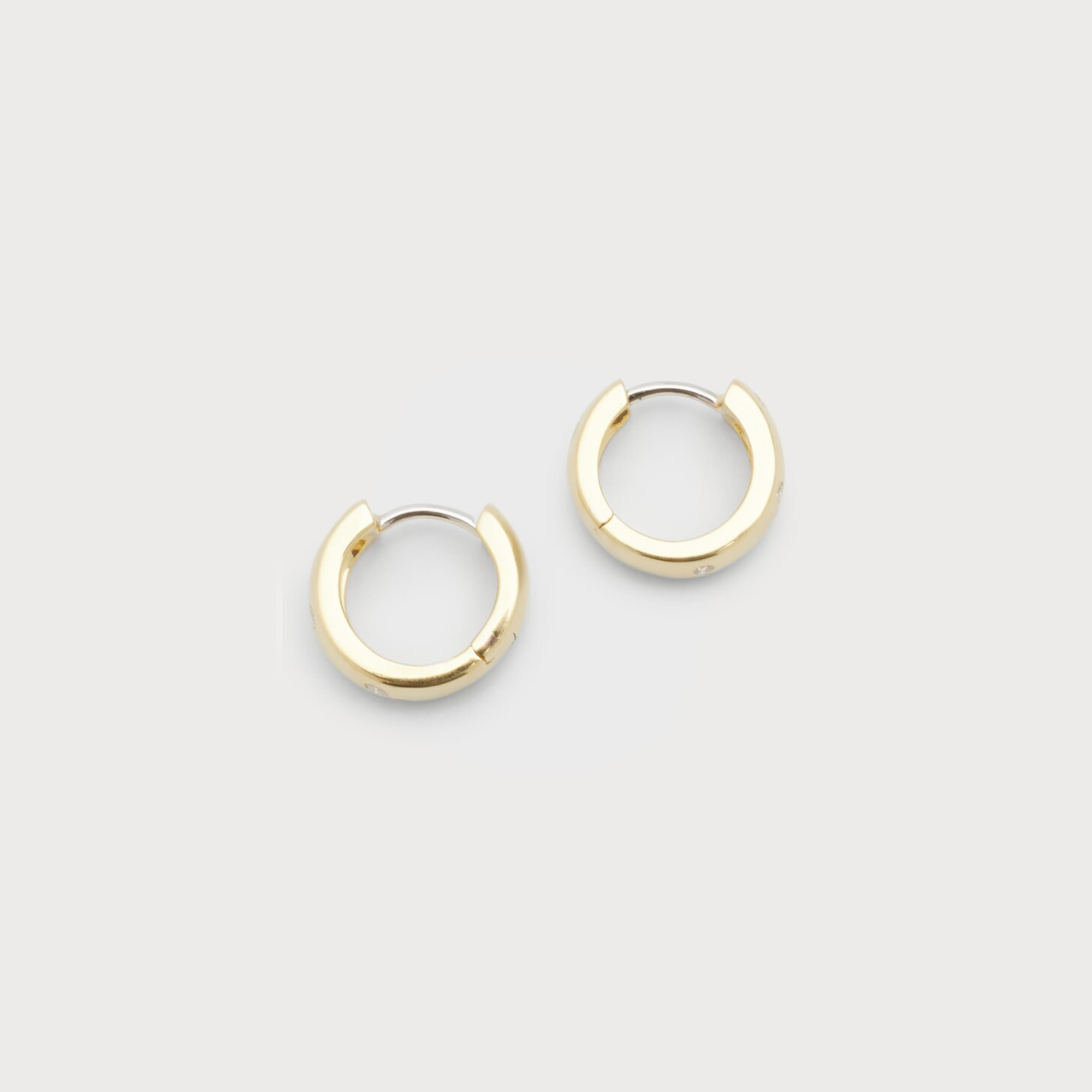 BRILLIANT HUGGIE EMBEDDED HOOP EARRINGS - GOLD
