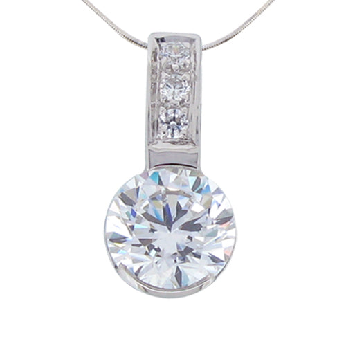 2CT SEMI-BEZEL AND PAVE SET BRILLIANT CUT PENDANT