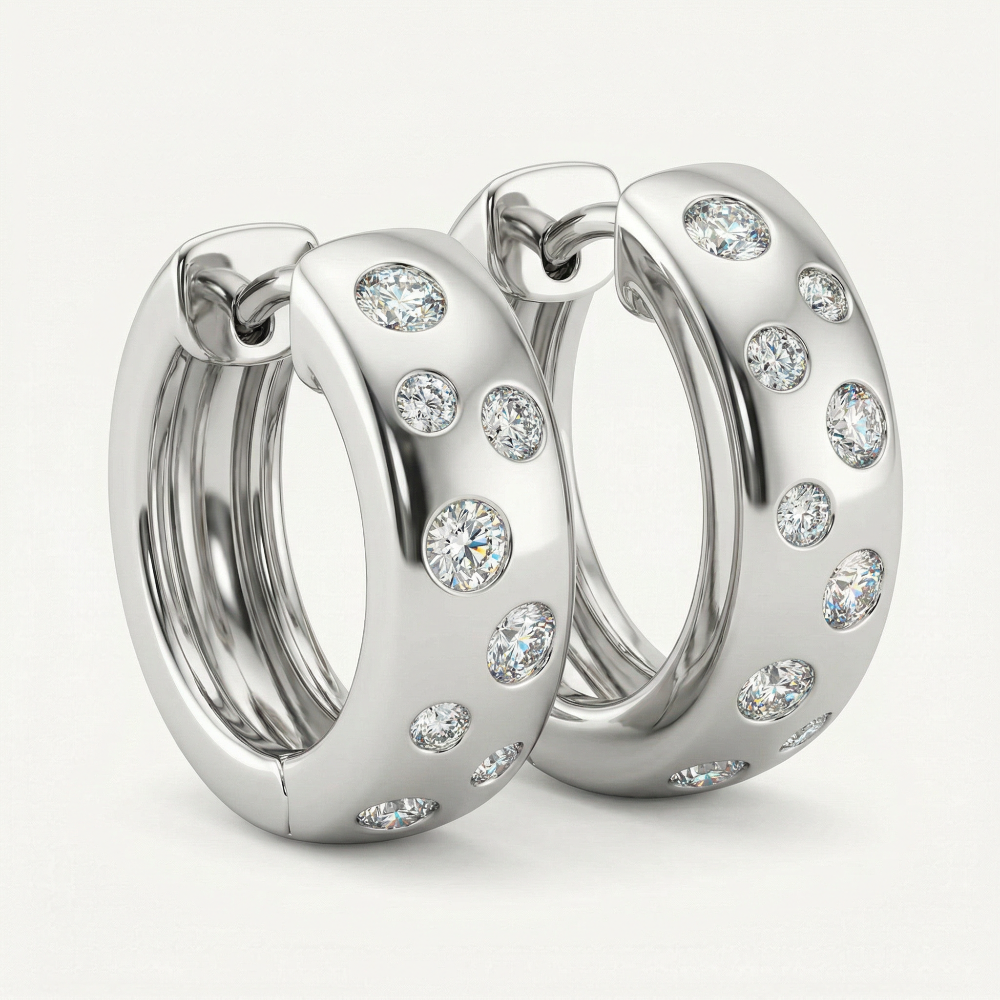 BRILLIANT HUGGIE EMBEDDED HOOP EARRINGS