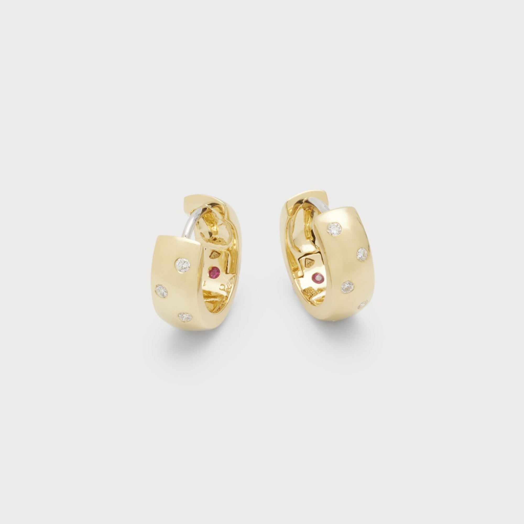 BRILLIANT HUGGIE EMBEDDED HOOP EARRINGS - GOLD
