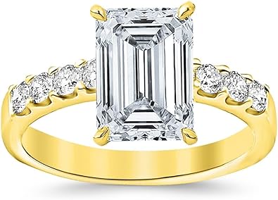 EMERALD CUT SOLITAIRE PAVE ENGAGEMENT RING