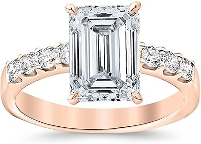 EMERALD CUT SOLITAIRE PAVE ENGAGEMENT RING